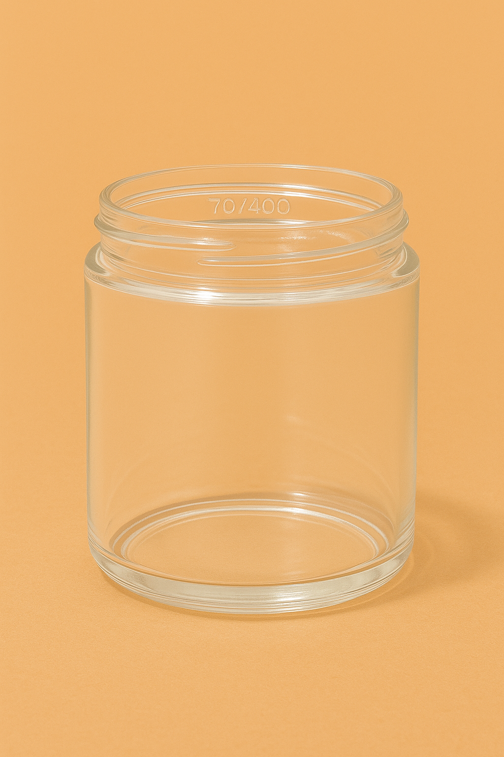 9oz straight sided clear glass candle making jar with 70/400 continuous thread neck finish