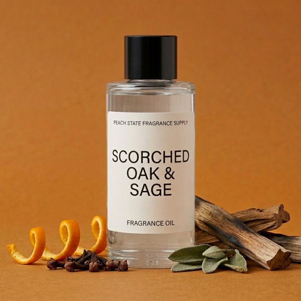 Scorched Oak & Sage Fragrance Oil - Orange peel, Clove | Peach State Fragrance Supply