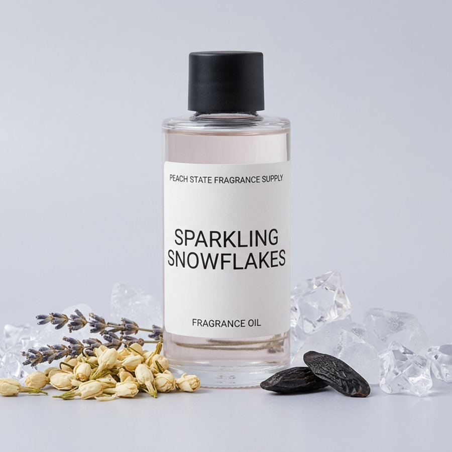 Sparkling Snowflakes Fragrance Oil - CAMPHOR, LEMONGRASS | Peach State Fragrance Supply