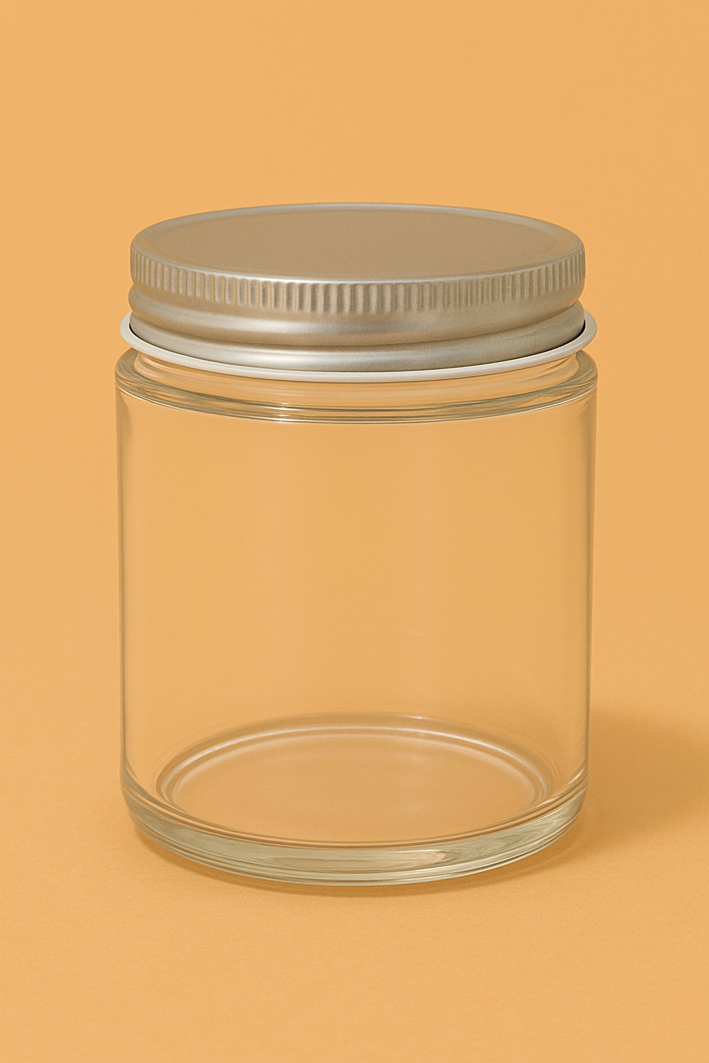 9 oz straight sided clear glass candle jar with 70/400 continuous thread neck finish and silver metal lid